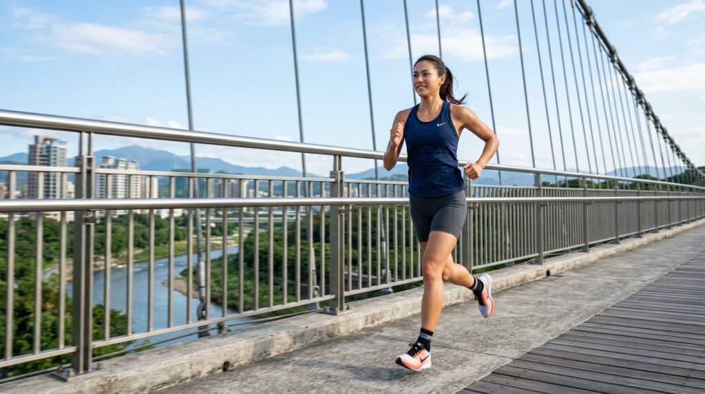 Athletic person performing cardiovascular training, jogging